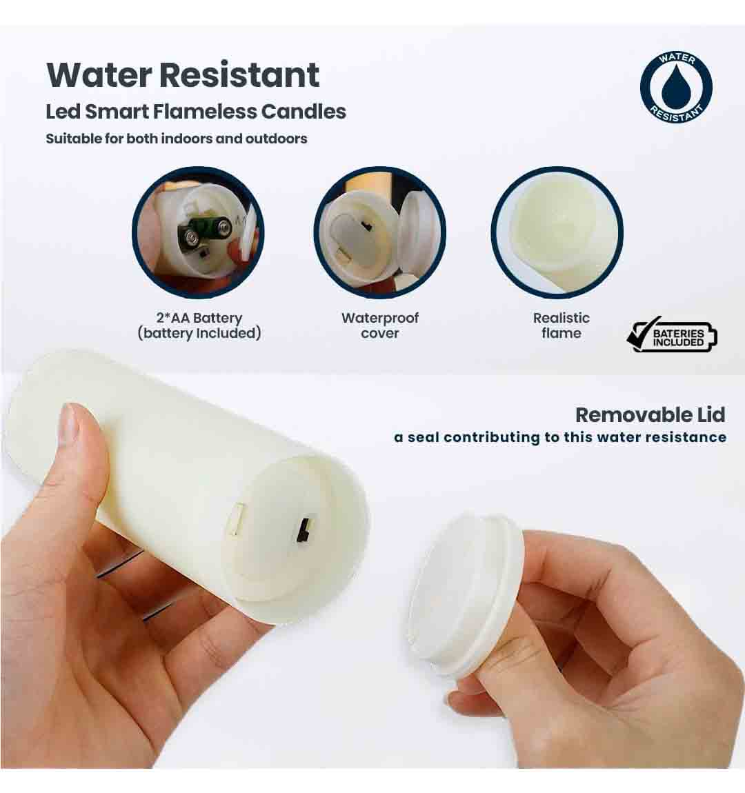 Set de 12 Velas Decorativas Sin Llama - Imagen 2